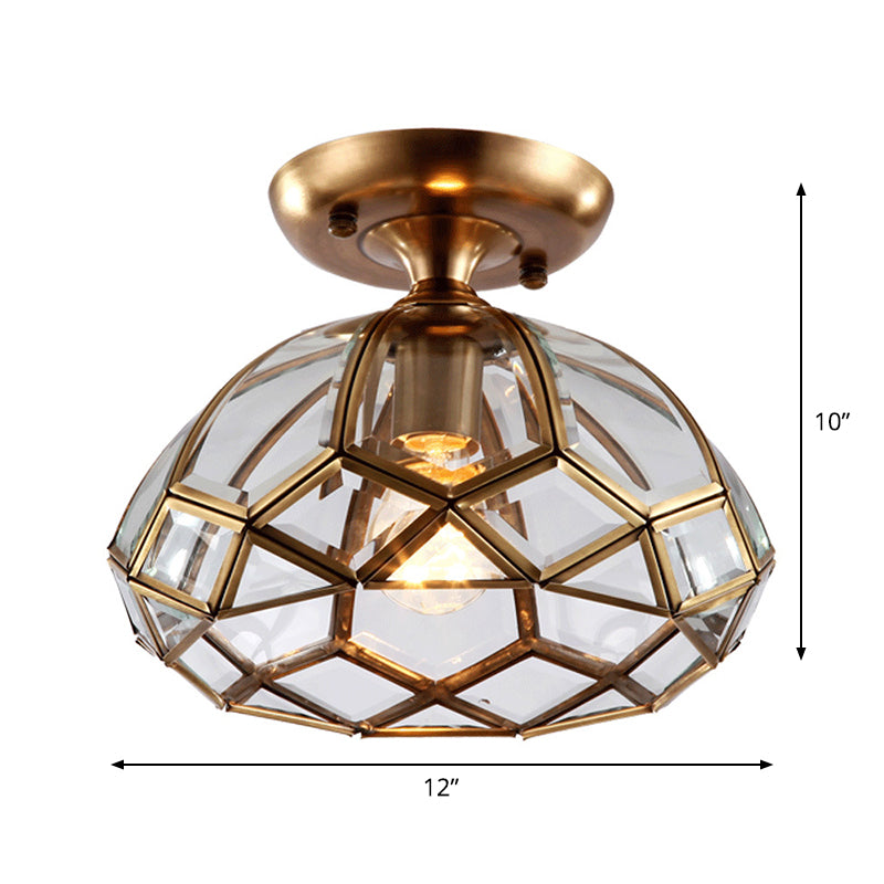 Colonial Clear Glass Bloom Ceiling Flush Mount Light with Brass Finish - 1-Light Flush Mount Lamp