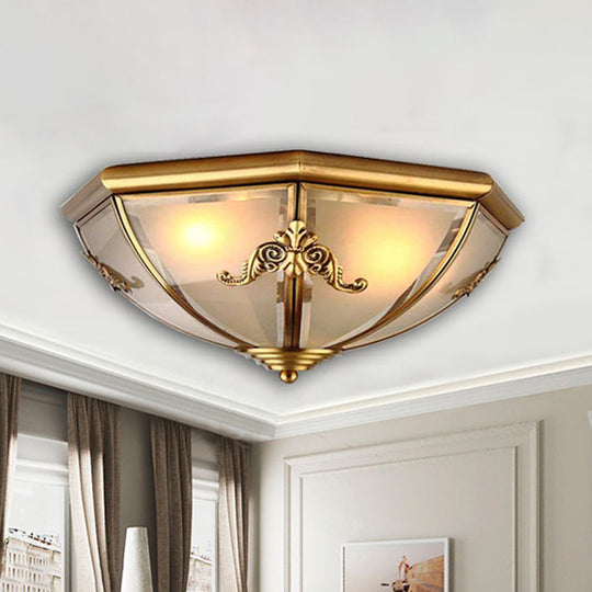 Brass Flush Mount Ceiling Light with Opal Glass Bowl - Small/Medium/Large, 2/3/6 Lights - Classic Design