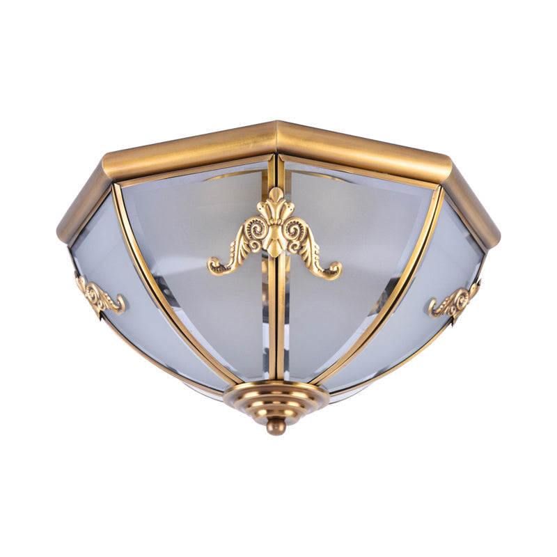 Brass Flush Mount Ceiling Light with Opal Glass Bowl - Small/Medium/Large, 2/3/6 Lights - Classic Design