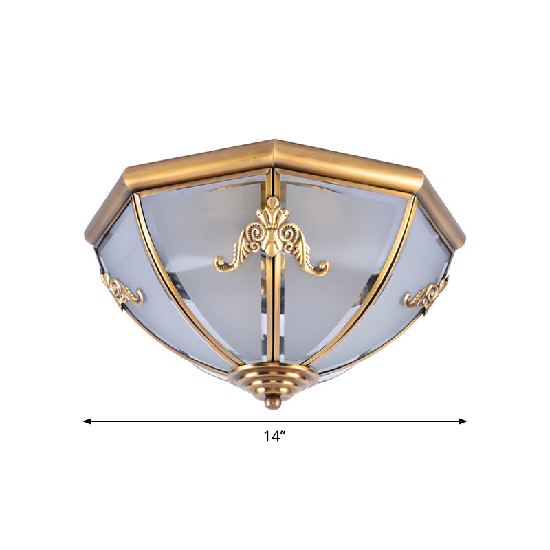 Brass Flush Mount Ceiling Light with Opal Glass Bowl - Small/Medium/Large, 2/3/6 Lights - Classic Design