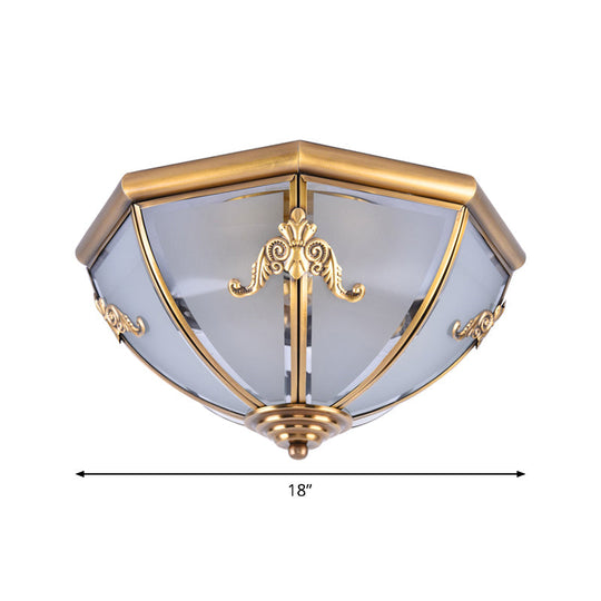 Brass Flush Mount Ceiling Light with Opal Glass Bowl - Small/Medium/Large, 2/3/6 Lights - Classic Design