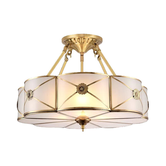 Opal Frosted Glass Brass Ceiling Light with Adjustable Size and Flush Mount