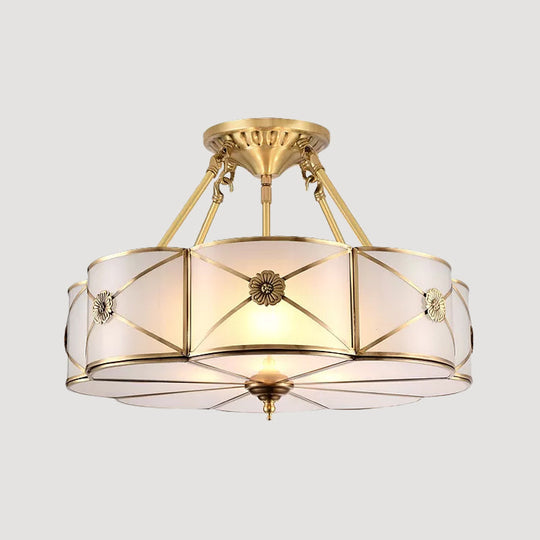 Opal Frosted Glass Brass Ceiling Light with Adjustable Size and Flush Mount