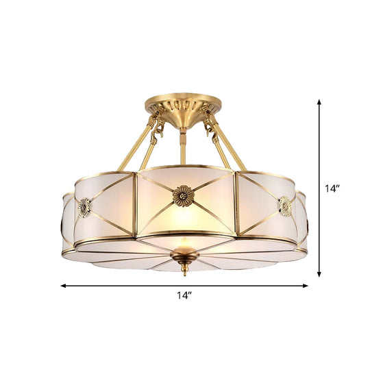 Opal Frosted Glass Brass Ceiling Light With Adjustable Size And Flush Mount