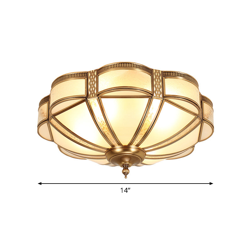 Minimalist Dome Frosted Glass Flush Ceiling Light In Brass - 3/4/6 Lights Small/Medium/Large Sizes