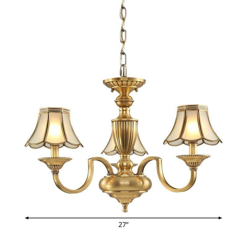 Frosted Glass Panel Chandelier - 6/8/10 Lights Colonial Polished Brass Bedroom Pendant Lamp Elegant