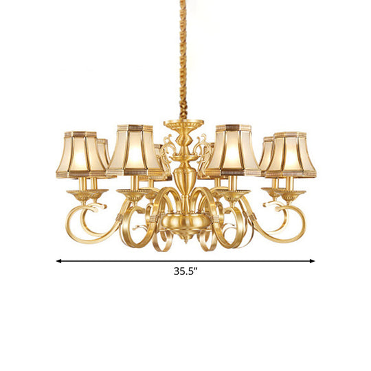 Colonial Frosted Glass Chandelier Lamp With Brass Accents Available In 6 8 Or 12 Lights