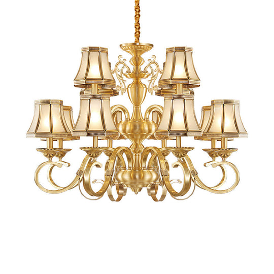 Colonial Frosted Glass Chandelier Lamp With Brass Accents Available In 6 8 Or 12 Lights