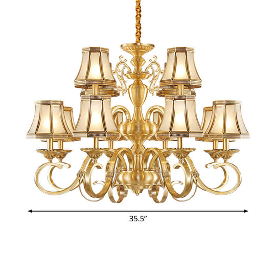 Colonial Frosted Glass Chandelier Lamp With Brass Accents Available In 6 8 Or 12 Lights