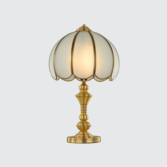 Colonial Polished Brass Nightstand Lamp With Frosted Glass - Ideal For Bedroom