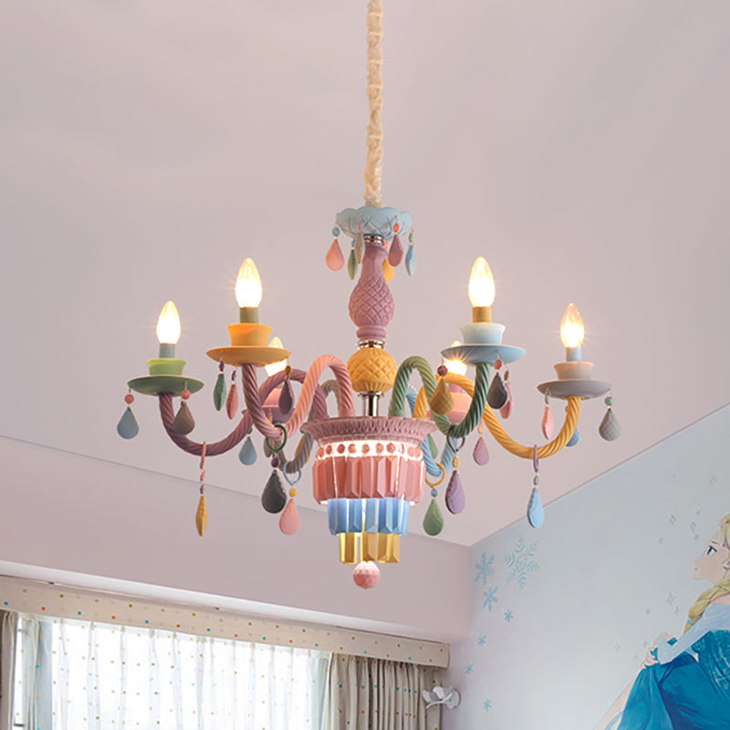 Nursing Room Chandelier: Multi-Color Pendant Light With Teardrop Glass For A Welcoming Foyer