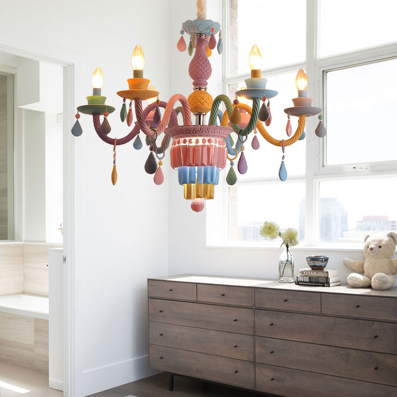 Nursing Room Chandelier: Multi-Color Pendant Light With Teardrop Glass For A Welcoming Foyer