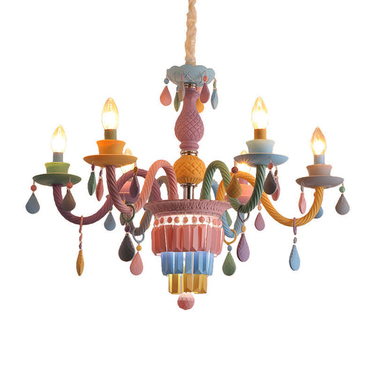 Nursing Room Chandelier: Multi-Color Pendant Light With Teardrop Glass For A Welcoming Foyer