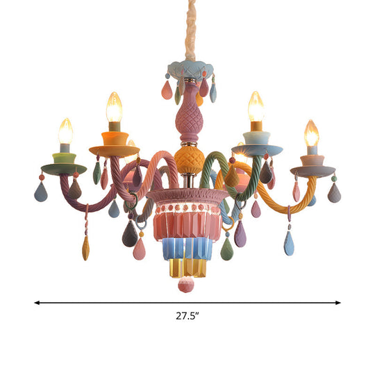 Nursing Room Chandelier: Multi-Color Pendant Light With Teardrop Glass For A Welcoming Foyer