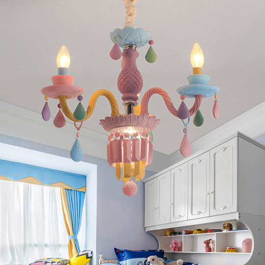 Nursing Room Chandelier: Multi-Color Pendant Light With Teardrop Glass For A Welcoming Foyer