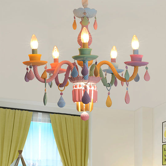 Nursing Room Chandelier: Multi-Color Pendant Light With Teardrop Glass For A Welcoming Foyer