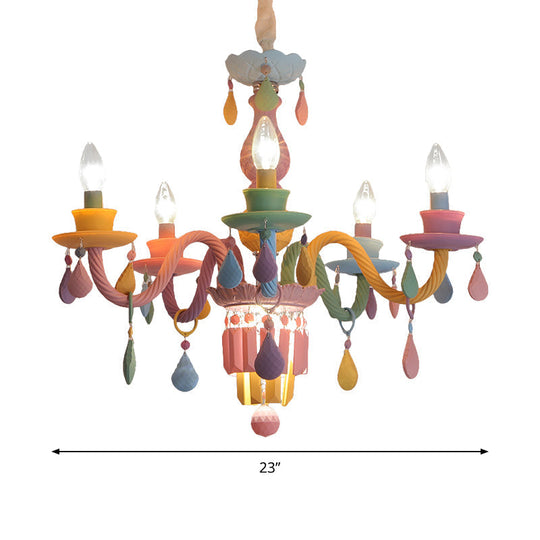 Nursing Room Chandelier: Multi-Color Pendant Light With Teardrop Glass For A Welcoming Foyer