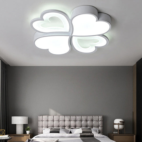 4-Heart Ceiling Light: Romantic LED Ceiling Mount for Hallway - White Acrylic & Metal