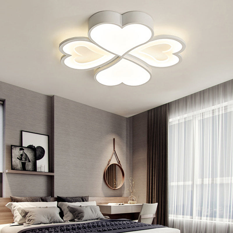 4-Heart Ceiling Light: Romantic LED Ceiling Mount for Hallway - White Acrylic & Metal