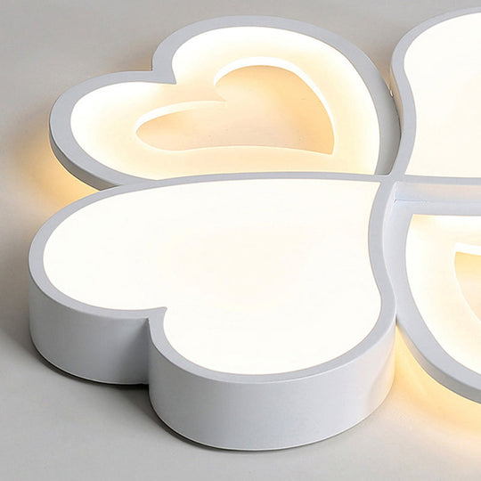 4-Heart Ceiling Light: Romantic LED Ceiling Mount for Hallway - White Acrylic & Metal