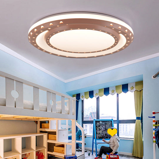 Art Deco Led Flush Mount Ceiling Light For Nursing Room - Acrylic Round Style Yellow / 16 White