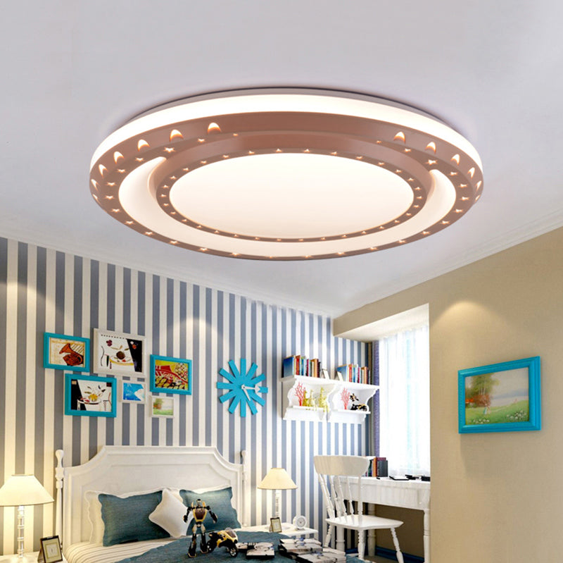 Art Deco Led Flush Mount Ceiling Light For Nursing Room - Acrylic Round Style