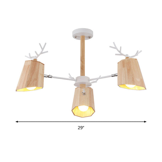 Minimalist Nordic Pendant Light With Deer Horn Design For Living Room In Beige