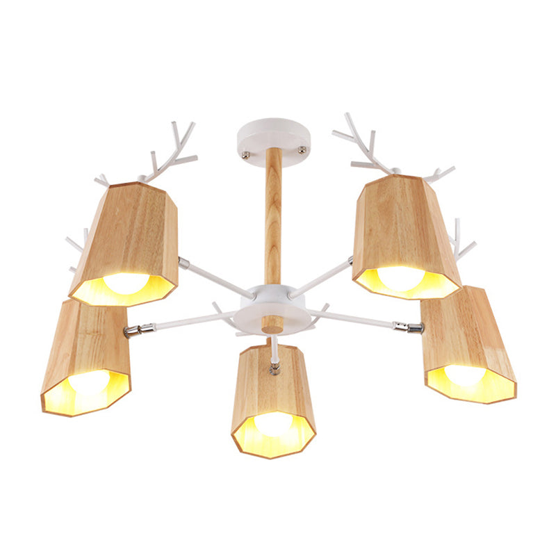 Minimalist Nordic Pendant Light With Deer Horn Design For Living Room In Beige