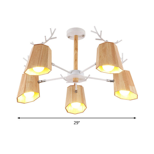 Minimalist Nordic Pendant Light With Deer Horn Design For Living Room In Beige