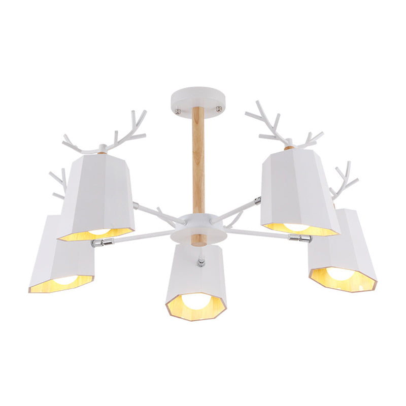 Antler Pendant Light With Tapered Shade: Modern Metal Nordic Lighting Fixture