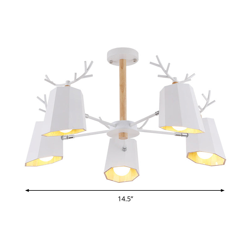 Antler Pendant Light With Tapered Shade: Modern Metal Nordic Lighting Fixture