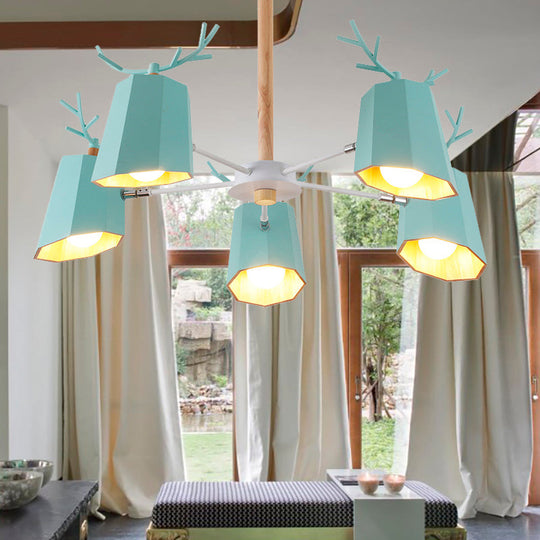 Antler Pendant Light With Tapered Shade: Modern Metal Nordic Lighting Fixture