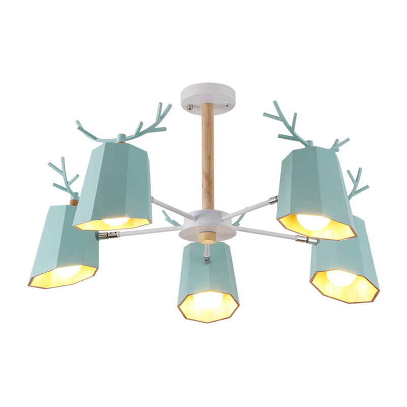 Antler Pendant Light With Tapered Shade: Modern Metal Nordic Lighting Fixture