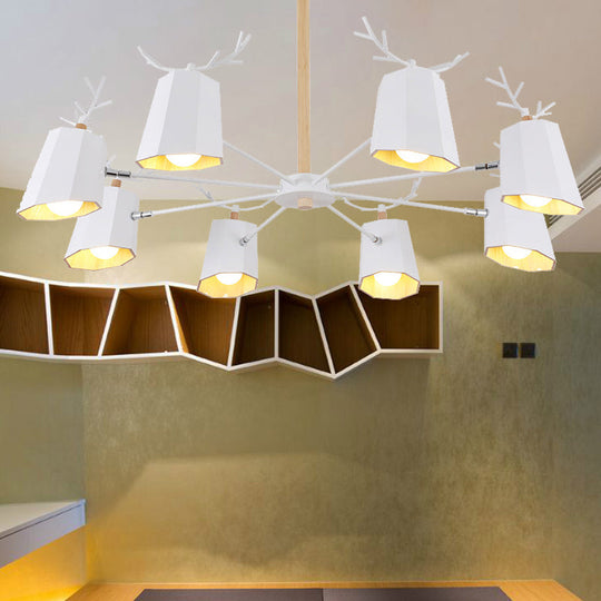 Antler Pendant Light With Tapered Shade: Modern Metal Nordic Lighting Fixture