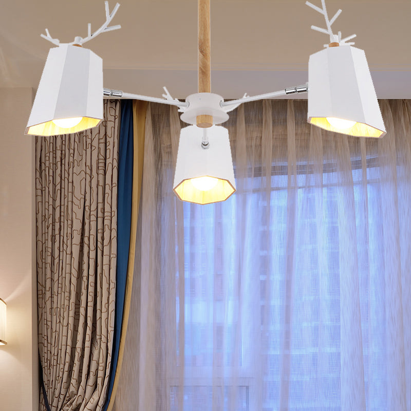 Antler Pendant Light With Tapered Shade: Modern Metal Nordic Lighting Fixture