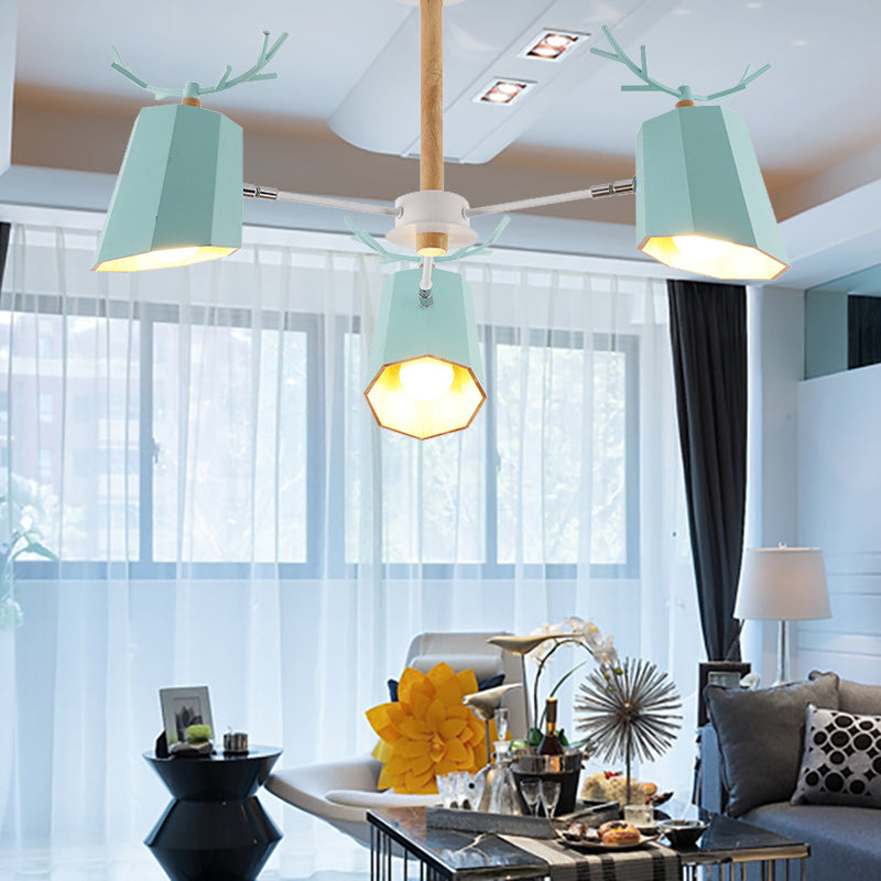 Antler Pendant Light With Tapered Shade: Modern Metal Nordic Lighting Fixture