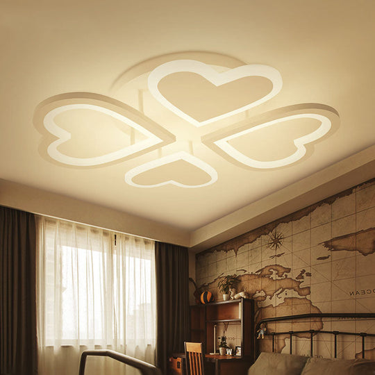 White Semi Ceiling Mount LED Light with Loving Heart Design for Baby Bedroom