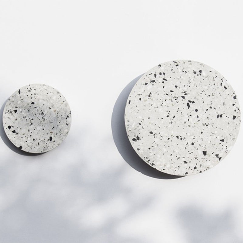 Minimalist Led Wall Sconce: Disc Shaped Terrazzo Bedroom Light - Pink/Blue/Black 7/10 Diameter