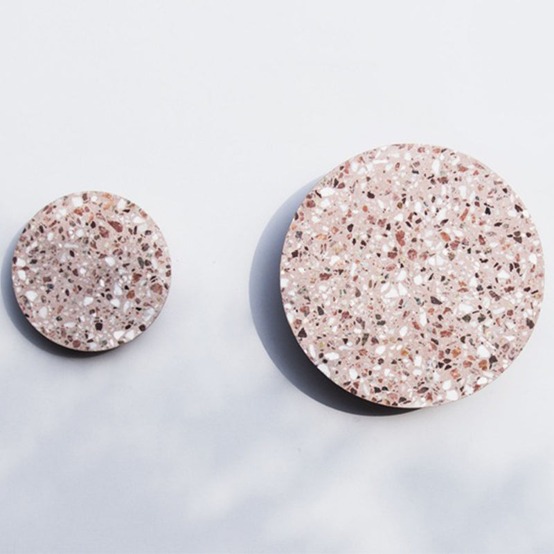 Minimalist Led Wall Sconce: Disc Shaped Terrazzo Bedroom Light - Pink/Blue/Black 7/10 Diameter