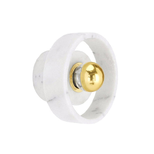 Modern White-Gold Circle Sconce Lighting - Designer Wall-Mounted Marble Light With 1 Bulb