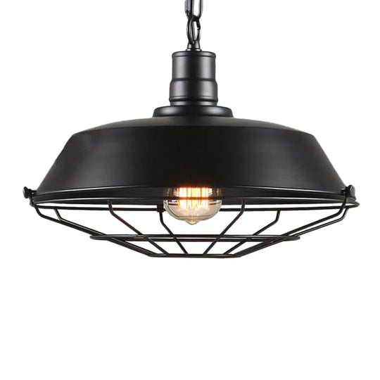 Single Pendant Light Kit with Tapered Cage in Black/Rust - Available in 3 Sizes (10"/14"/18")