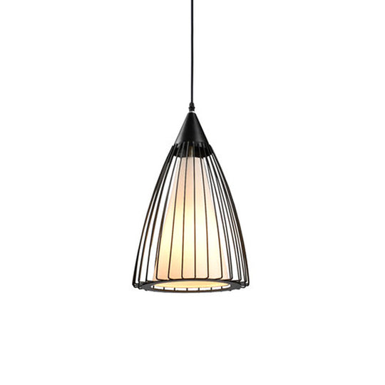 Rustic 1-Light Iron Ceiling Pendant Lamp in Black - Cone/Oval/Globe Suspended Lighting for Dining Room