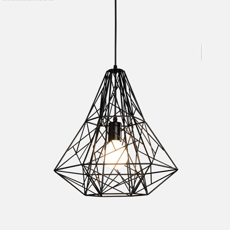 Rustic 1-Light Iron Ceiling Pendant Lamp in Black - Cone/Oval/Globe Suspended Lighting for Dining Room