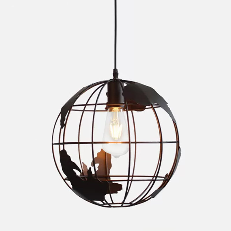 Rustic Iron Ceiling Hanging Lamp - Cone/Oval/Globe Shape With 1 Light Black | Dining Room Lighting