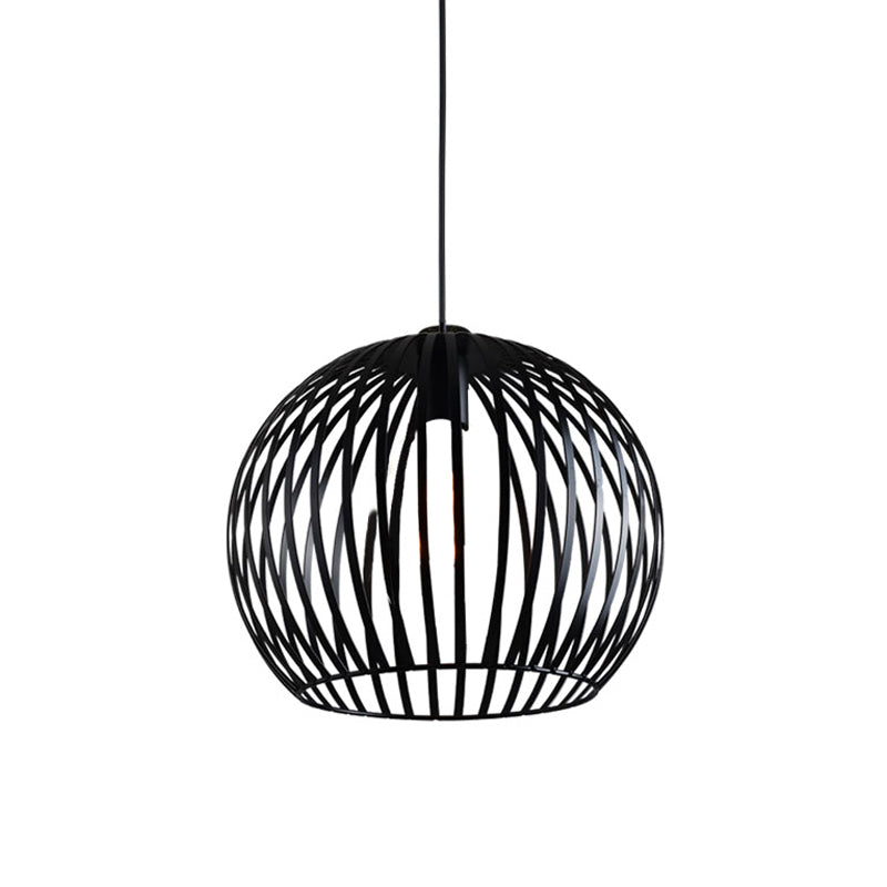 Rustic 1-Light Iron Ceiling Pendant Lamp in Black - Cone/Oval/Globe Suspended Lighting for Dining Room