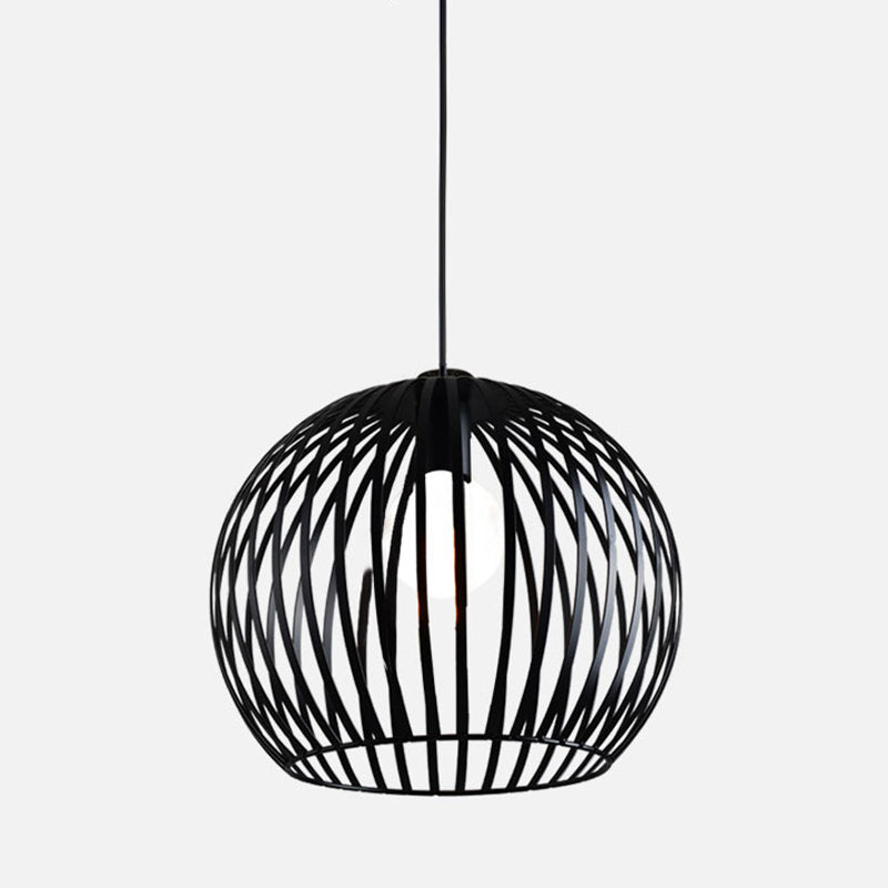 Rustic 1-Light Iron Ceiling Pendant Lamp in Black - Cone/Oval/Globe Suspended Lighting for Dining Room