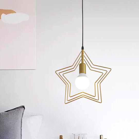 Gold Triple Star Pendant Light with Industrial Single Ceiling Mount