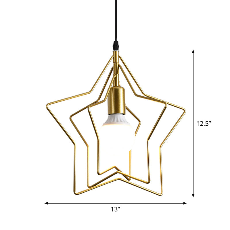 Gold Triple Star Pendant Light with Industrial Single Ceiling Mount