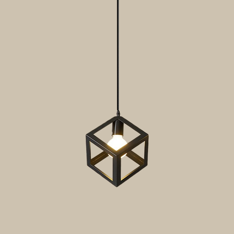 Iron Hanging Pendant Light with Black Industrial Design - Perfect for Dining Rooms or Suspended Over Tables