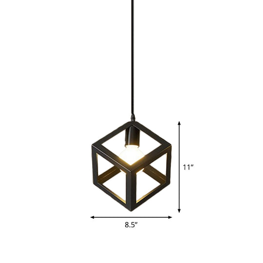 Iron Hanging Pendant Light with Black Industrial Design - Perfect for Dining Rooms or Suspended Over Tables